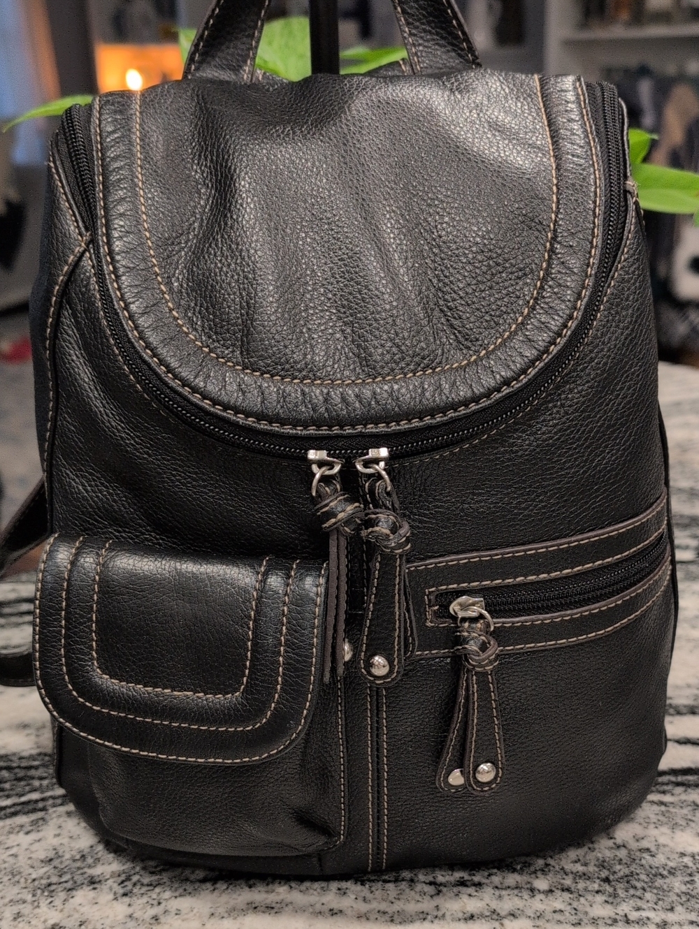 Tignanello Pebbled Leather Compact Backpack